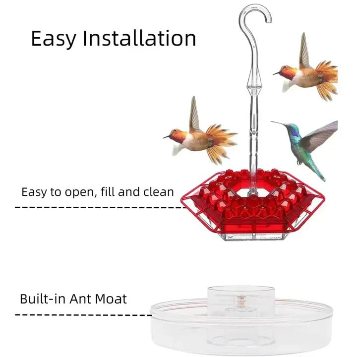 Hummingbird Feeder With Ant Guard For Outdoor Hanging Use