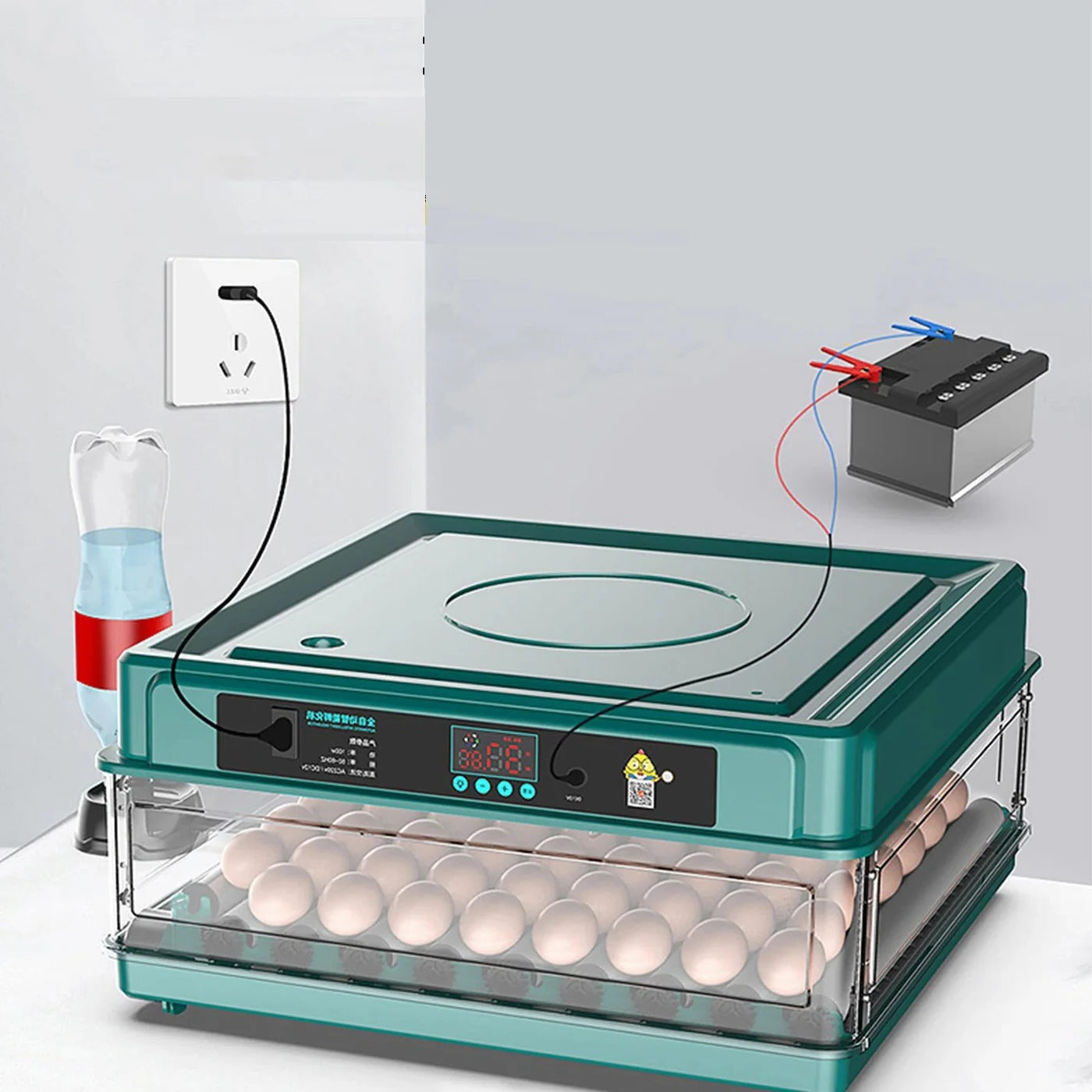 Digital Egg Incubator, Adjustable Tray, EU Plug, Light Tester, Turner For Poultry