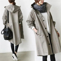 Trench Coat With Hood And Waterproof Rain Protection