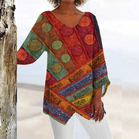 V-Neck Top For Women, Vintage Style With Elegant Tailored Fit