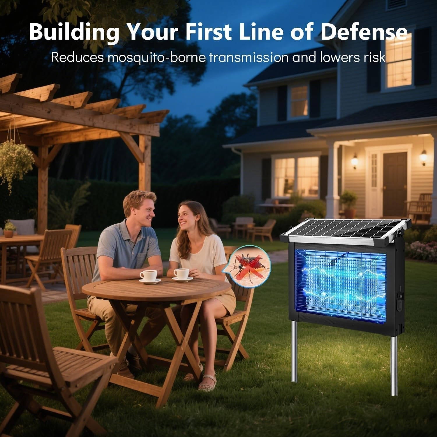 Solar Mosquito Zapper Outdoor Wireless Portable Camping Bug Trap 3500 Sq Ft