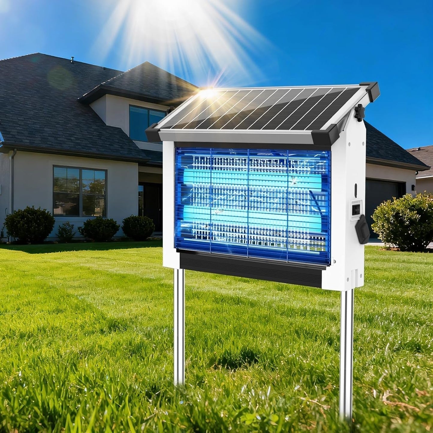 Solar Mosquito Zapper Outdoor Wireless Portable Camping Bug Trap 3500 Sq Ft