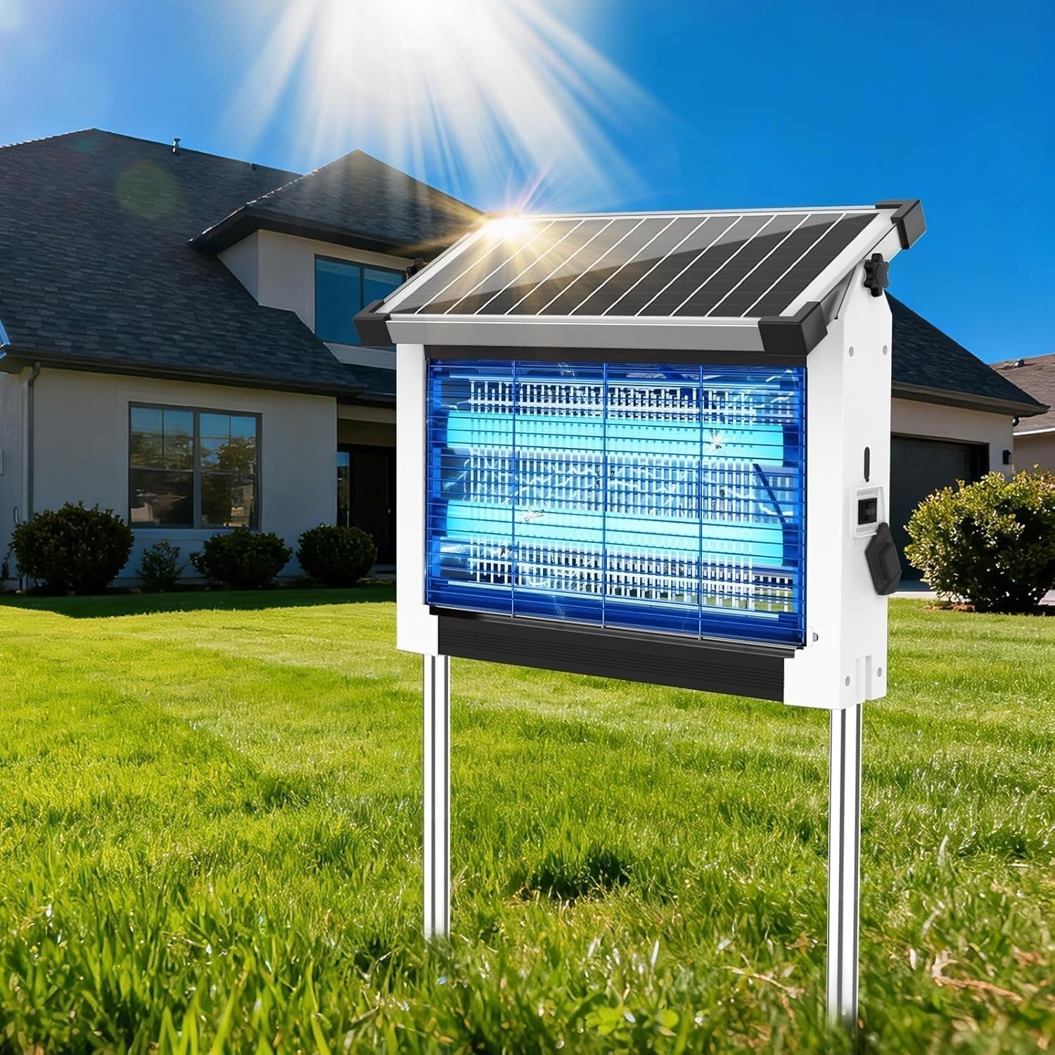 Solar Mosquito Zapper Outdoor Wireless Portable Camping Bug Trap 3500 Sq Ft