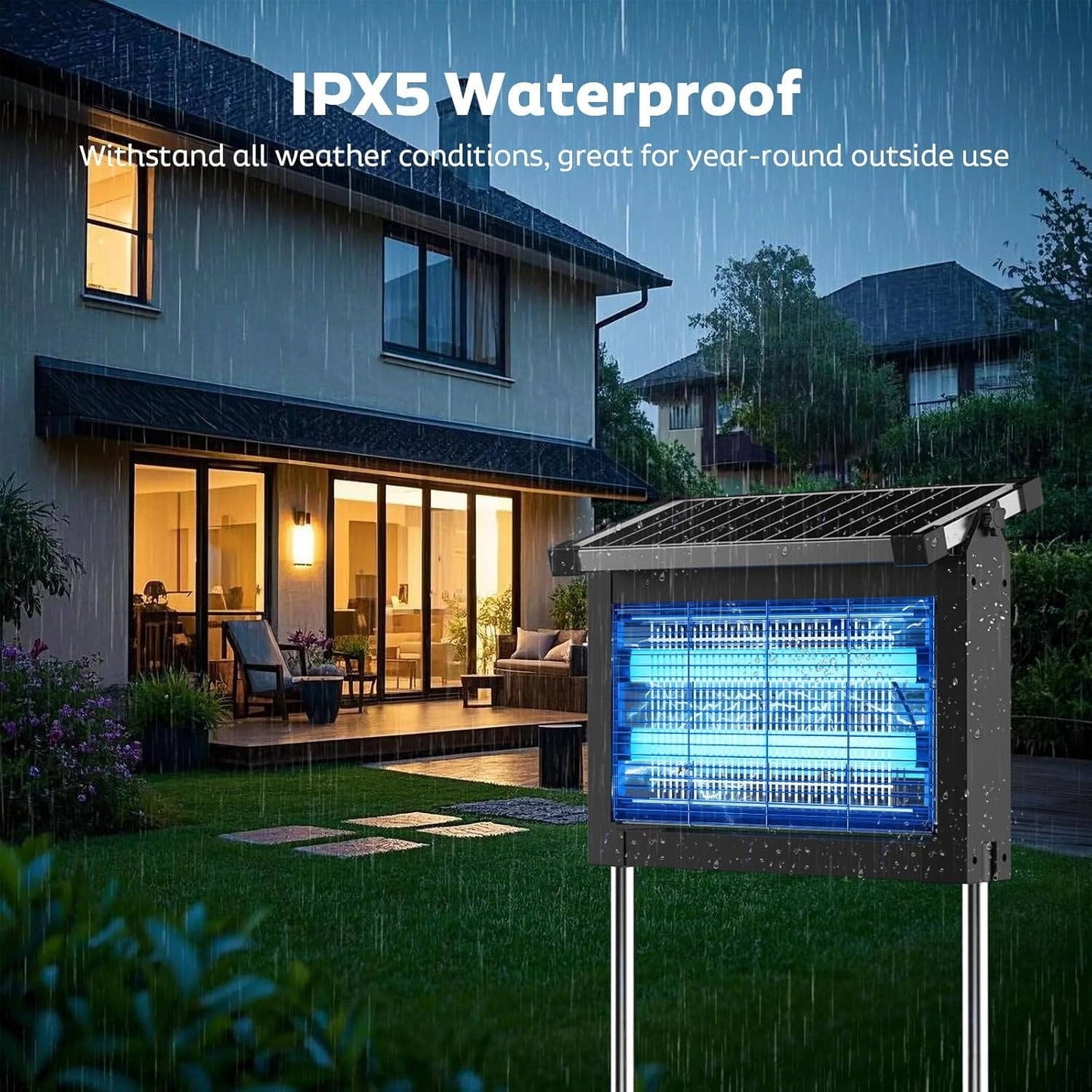 Solar Mosquito Zapper Outdoor Wireless Portable Camping Bug Trap 3500 Sq Ft