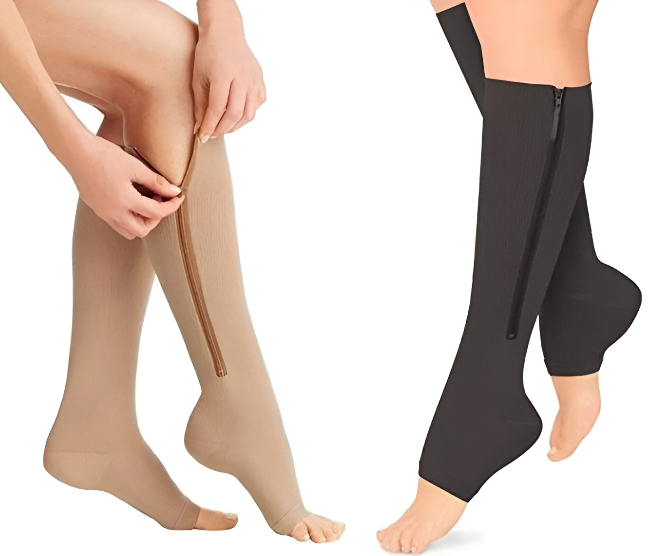 Compression Socks Zippered Support Stockings For Daily Wear 20-30 mmHg