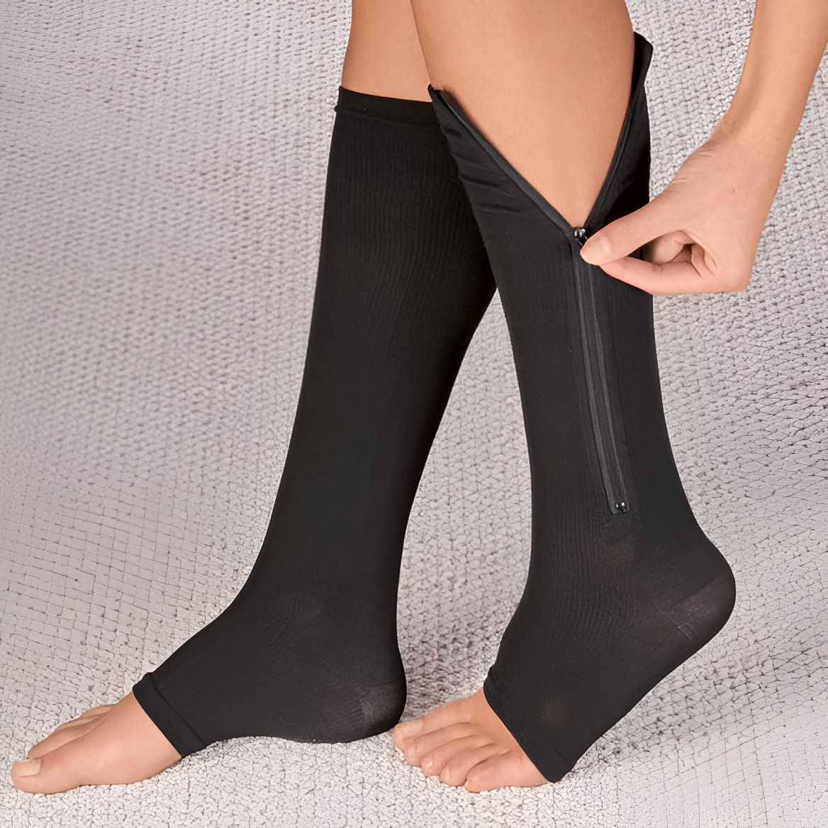 Compression Socks Zippered Support Stockings For Daily Wear 20-30 mmHg
