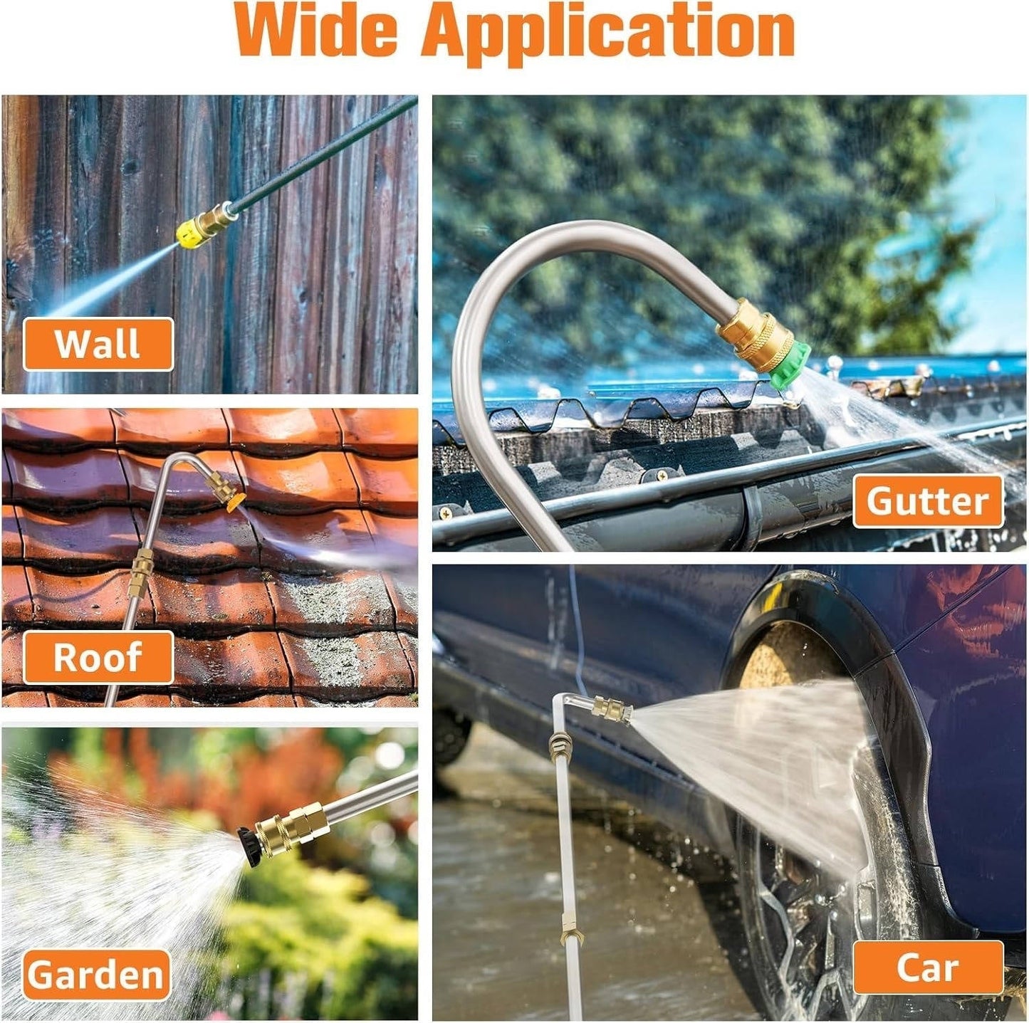 Power Washer Extension Wands 4000 PSI Telescoping For Gutter, Roof, Wall Cleaning