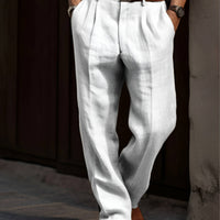Pleated Linen Pants For Men Classic Tailored Summer Casual Trousers