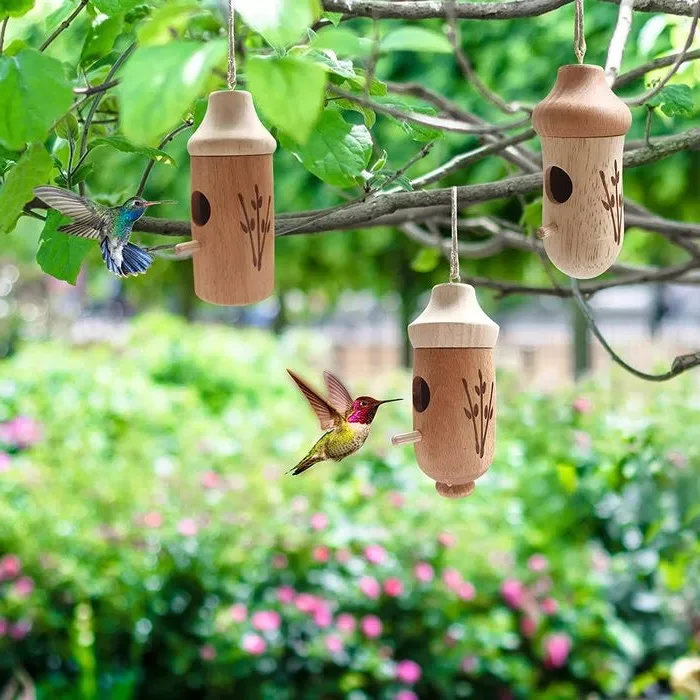 Wooden Hummingbird House Nesting Box For Garden Nature Lovers