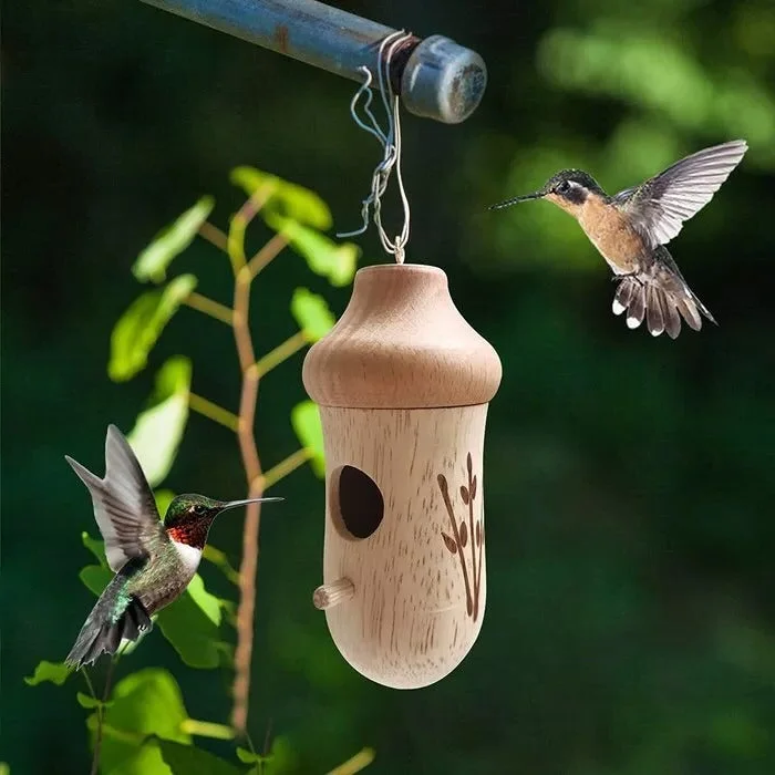 Wooden Hummingbird House Nesting Box For Garden Nature Lovers