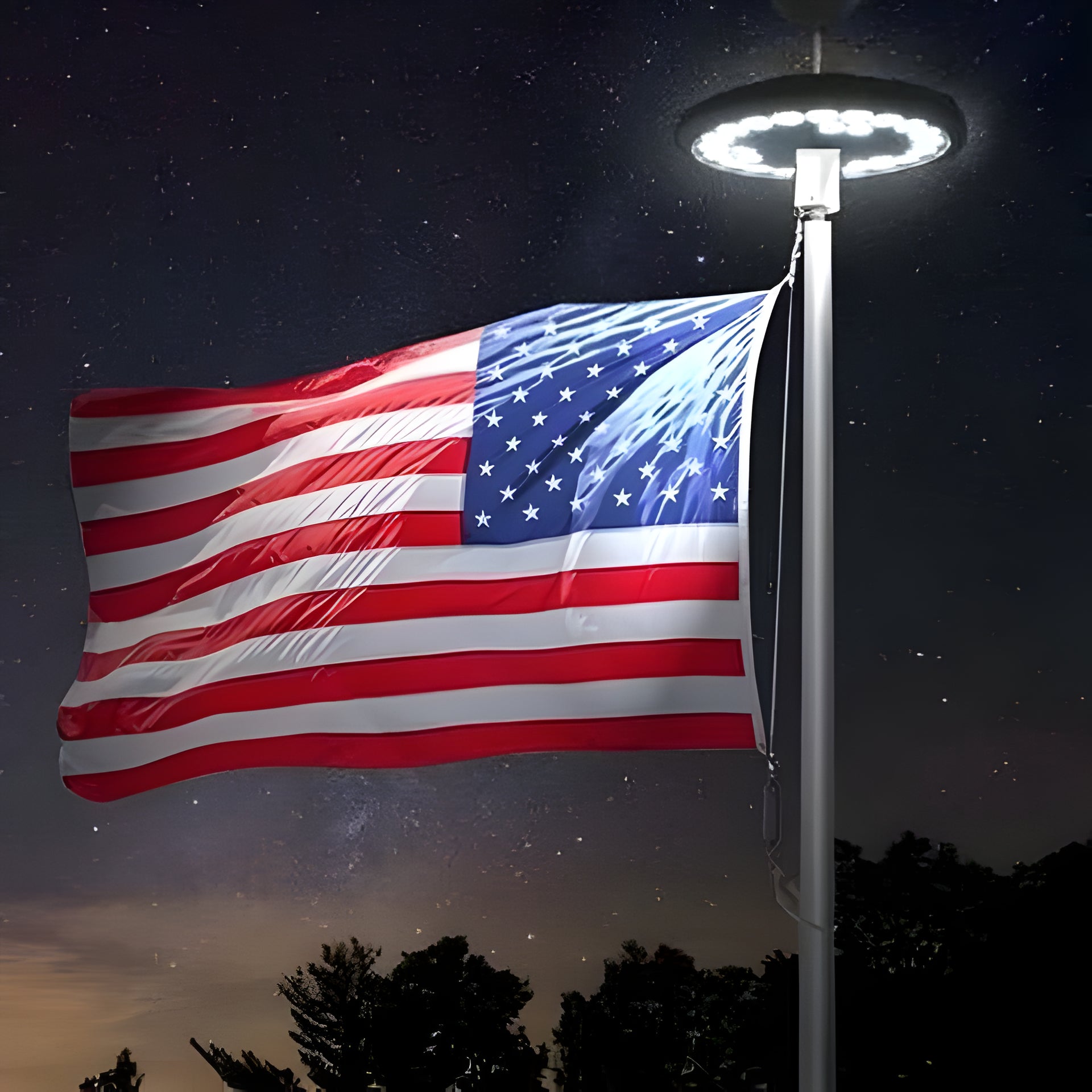 Flagpole Solar LED Lights For Outdoor All-Night Illumination