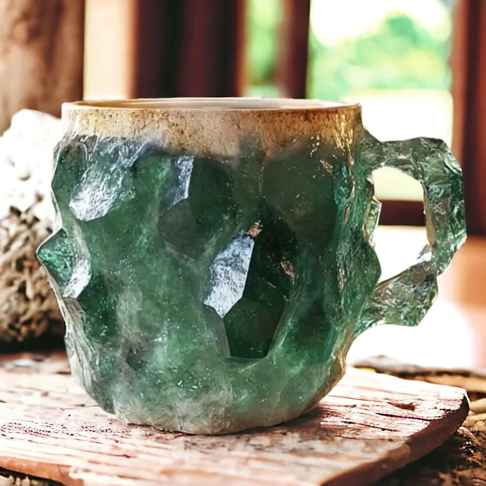 Coffee Mugs New Mineral Crystal Glazed Ceramic Stackable 12 Oz Set
