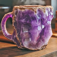 Coffee Mugs New Mineral Crystal Glazed Ceramic Stackable 12 Oz Set