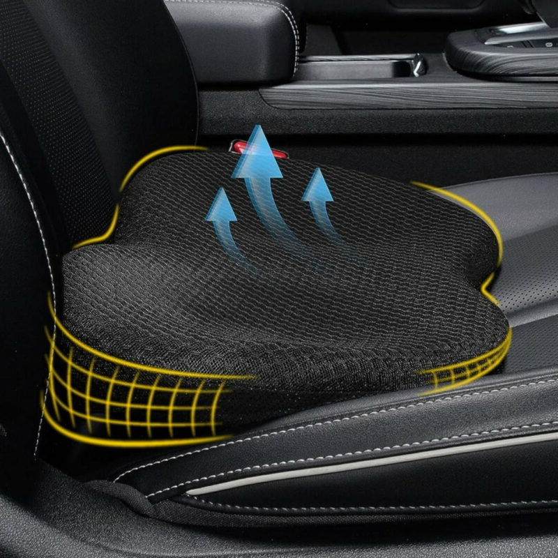 Car Seat Cushion For Shorter Drivers With Adjustable Height And Lumbar Support