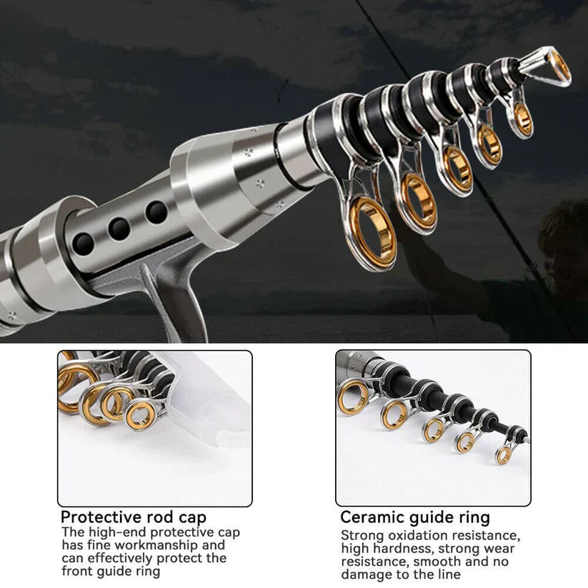 Telescopic Fishing Rod And Reel Combo Carbon Fiber Saltwater Freshwater