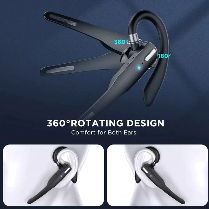 Bluetooth Headset Earpiece Dual-Mic Noise-Cancelling For Truckers 5.1