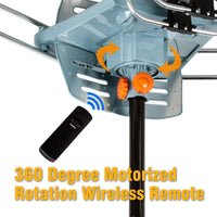 Digital HD TV Antenna Long-Range 360-Degree Directional Motor And Mounting Pole