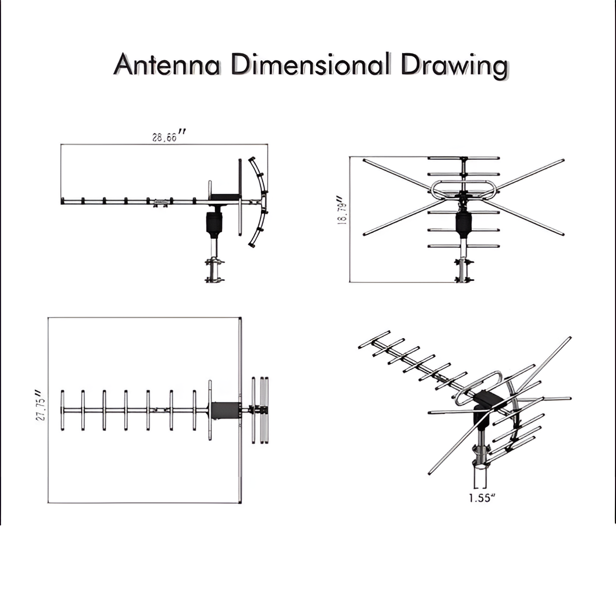 Digital Outdoor TV Antenna 2025 Extra-Range Motorized 360° Directional Free HD Channels
